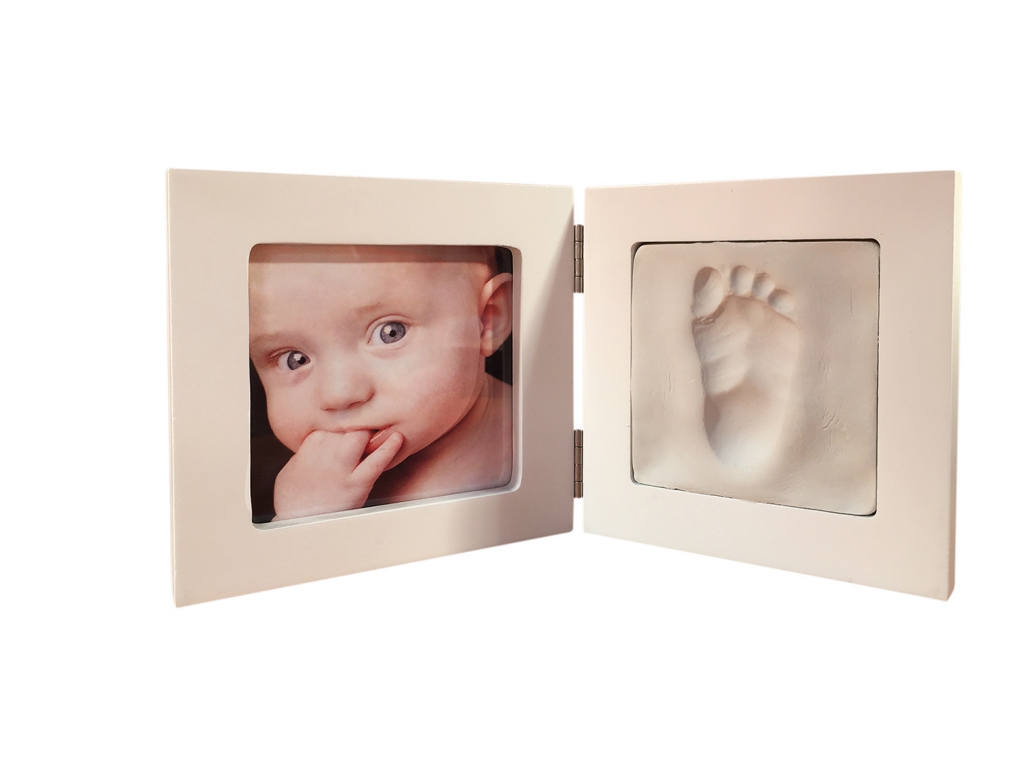 Cadre photo en bois avec imprimés en plâtre pour bébé Plâtre, empreintes de  mains et de pieds