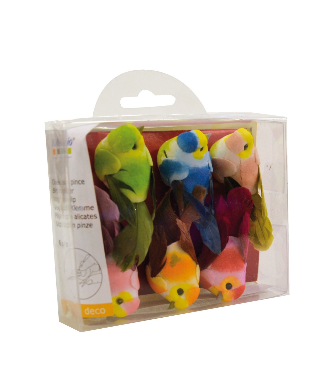 Oiseaux décoratifs mini (sur pince) 6 pièces - Artémio ref 13001021