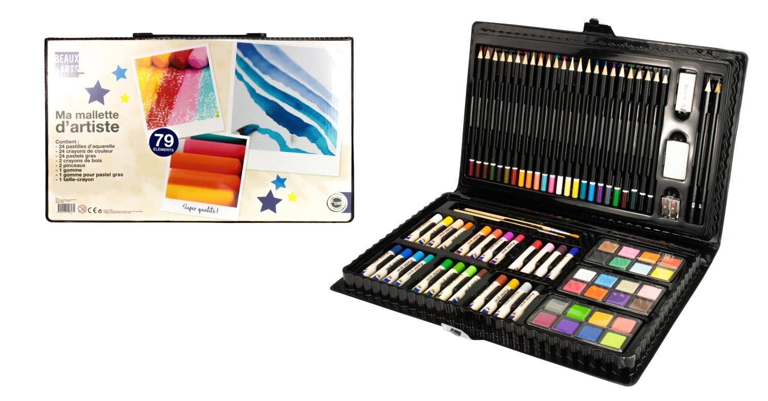 Mallette à dessin - 54 pcs - Crayon couleur adulte - Creavea