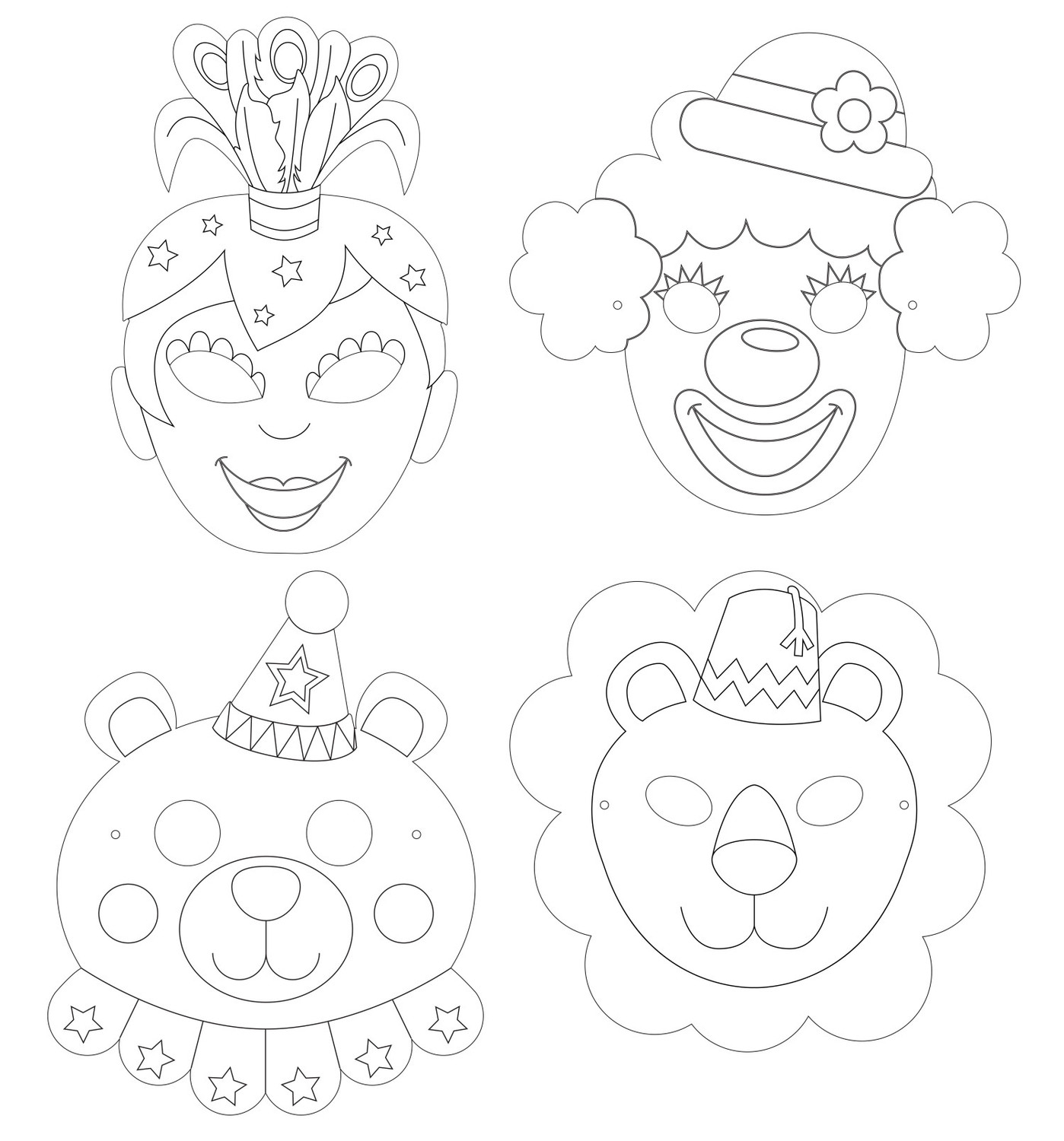 Masque pour enfant à décorer Carnaval 4 pièces - MegaCrea Ref 4831