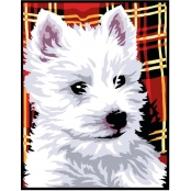 Kit canevas blanc Westie 20x25cm