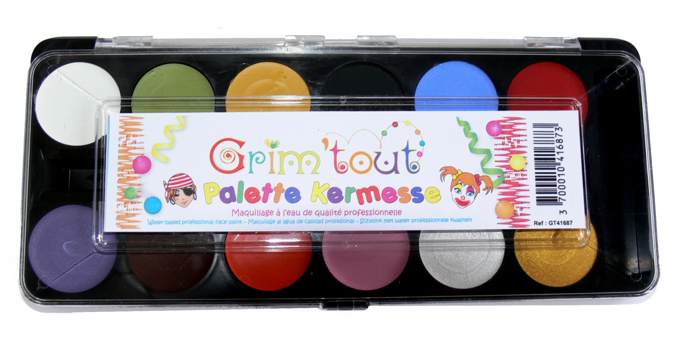  Palette Maquillage enfant  12 couleurs Kermesse Grim tout