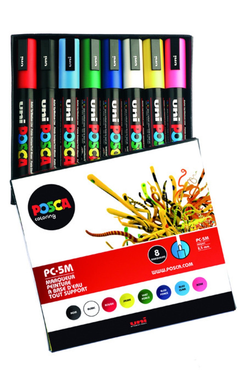 Posca marqueur peinture PC-8K, étui de 16 pièces en couleurs assorties sur