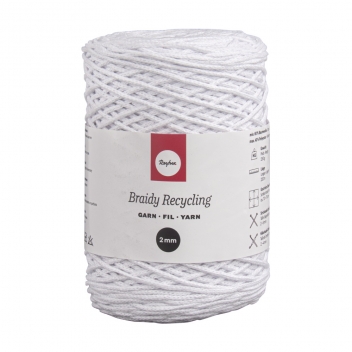 42009102 - 4006166285288 - Rayher - Fil à crocheter Tressé Braidy Recycling 2mm Blanc