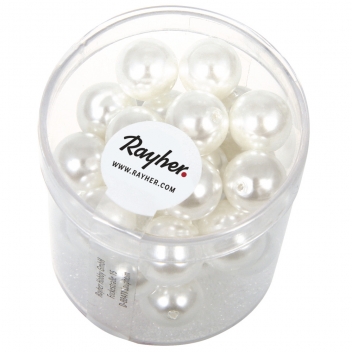 14403100 - 4006166713781 - Rayher - Renaissance Perles en verre , 10mm ø, blanc neige, boîte 35 pces - 2