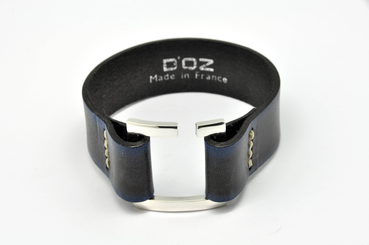Bracelet homme en cuir fin de couleur bleue avec extension ZB0243